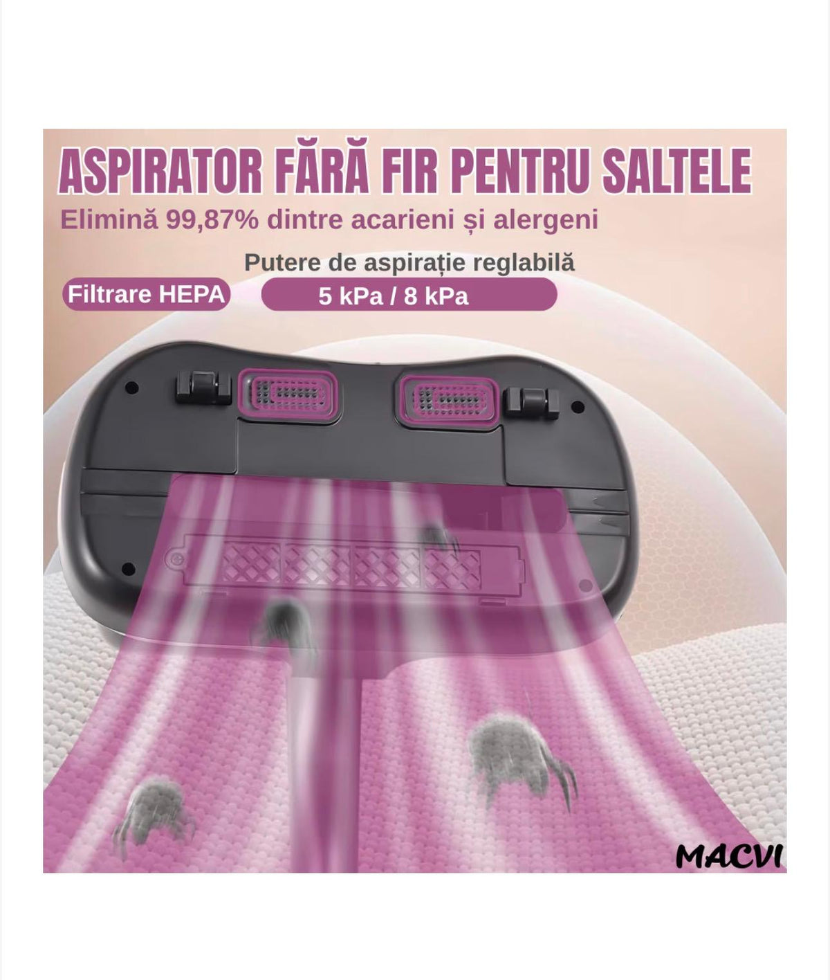 Aspirator Portabil Anti - Acarieni pentru Saltele si canapele - trendyo.ro