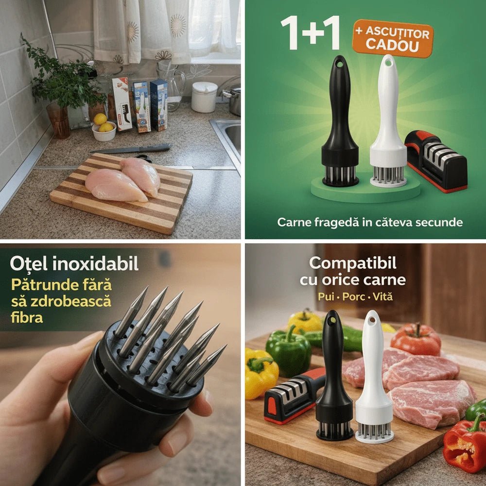 Ciocan Frăgezire Carne Pro Domestic+Ascutitor cutite - trendyo.ro