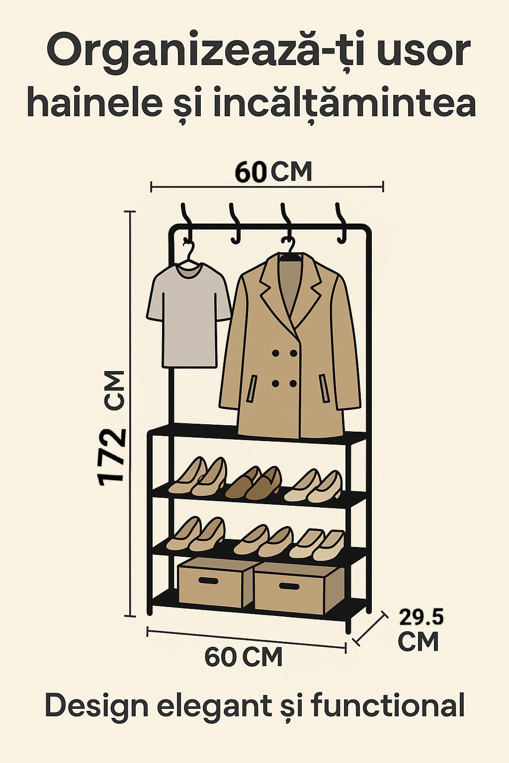 Cuier Practic cu 4 Rafturi pentru Pantofi - trendyo.ro
