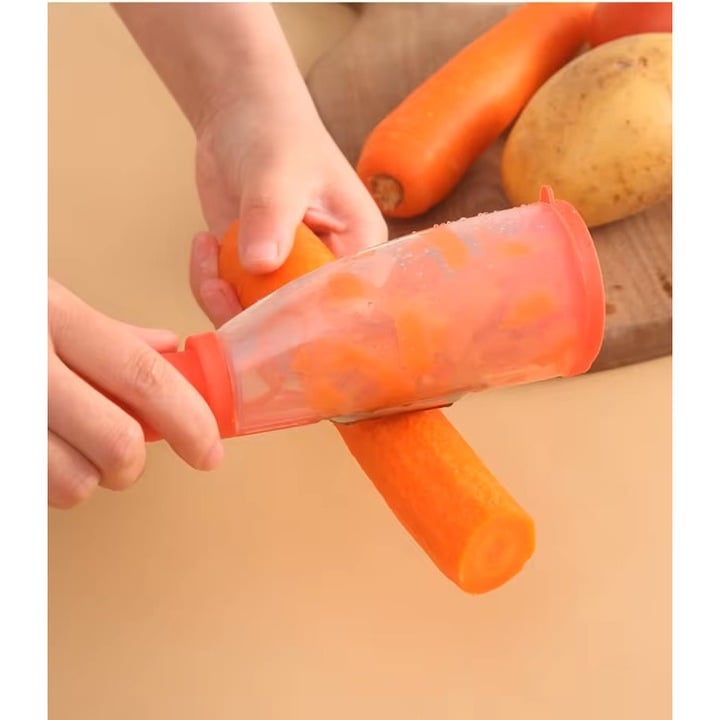 Curatator Legume si Fructe Multifunctional cu Rezervor , Lama din Otel Inoxidabil, Eficient si Igienic, rosu - trendyo.ro