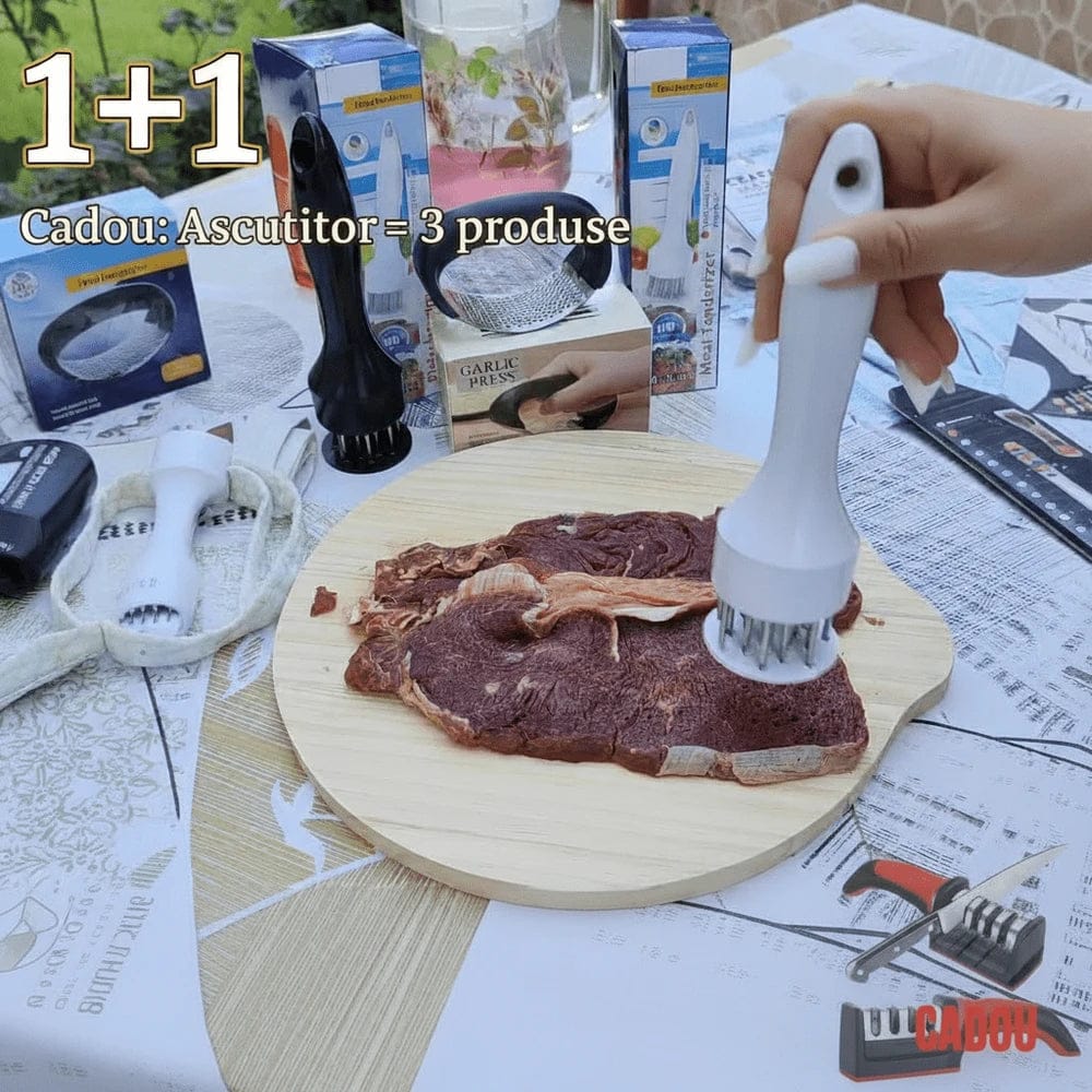 Fragezitor carne cu tije de inox 1+1 GRATUIT SI ASCUTITOR CADOU - trendyo.ro