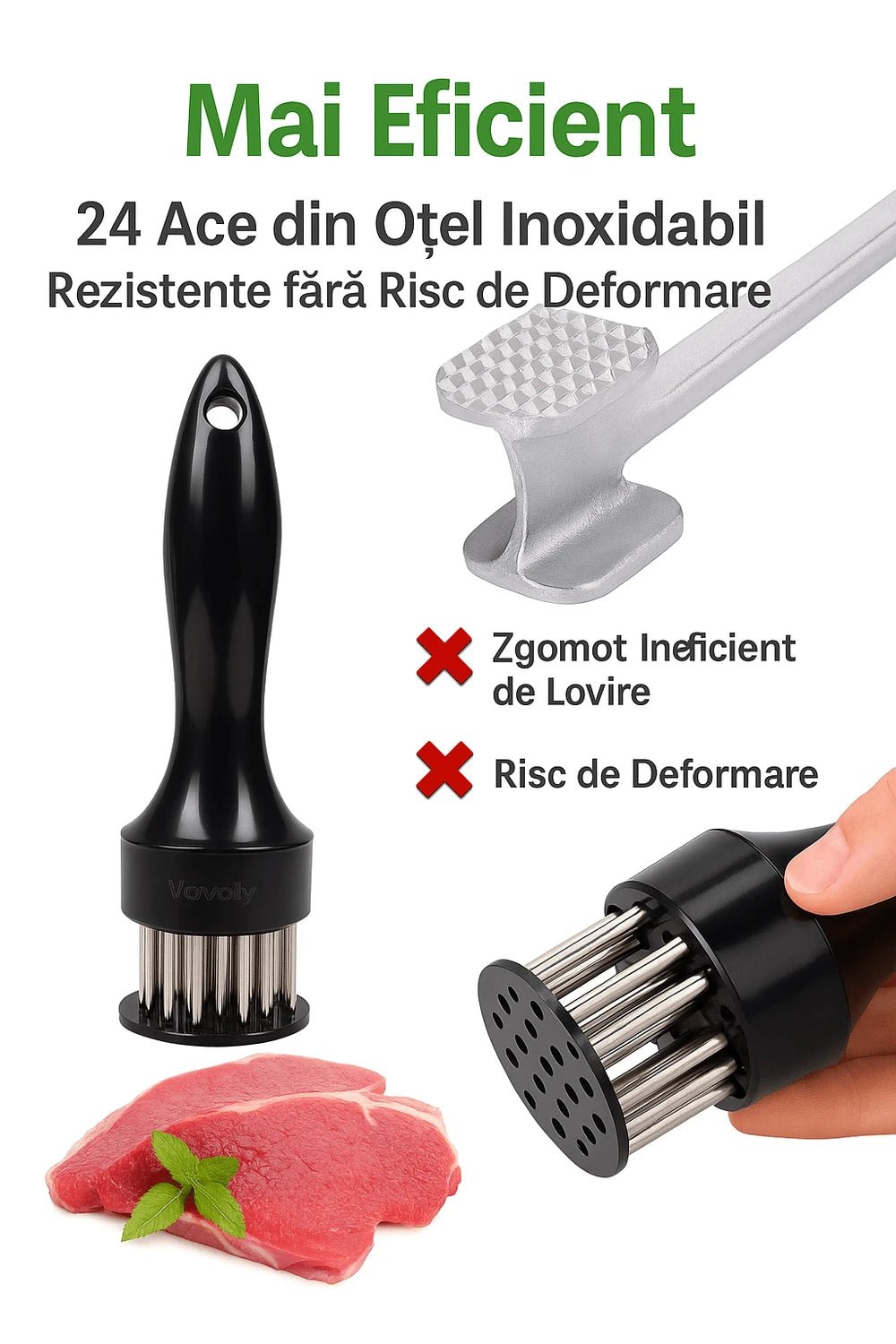 Fragezitor carne cu tije de inox 1+1 GRATUIT SI ASCUTITOR CADOU - trendyo.ro