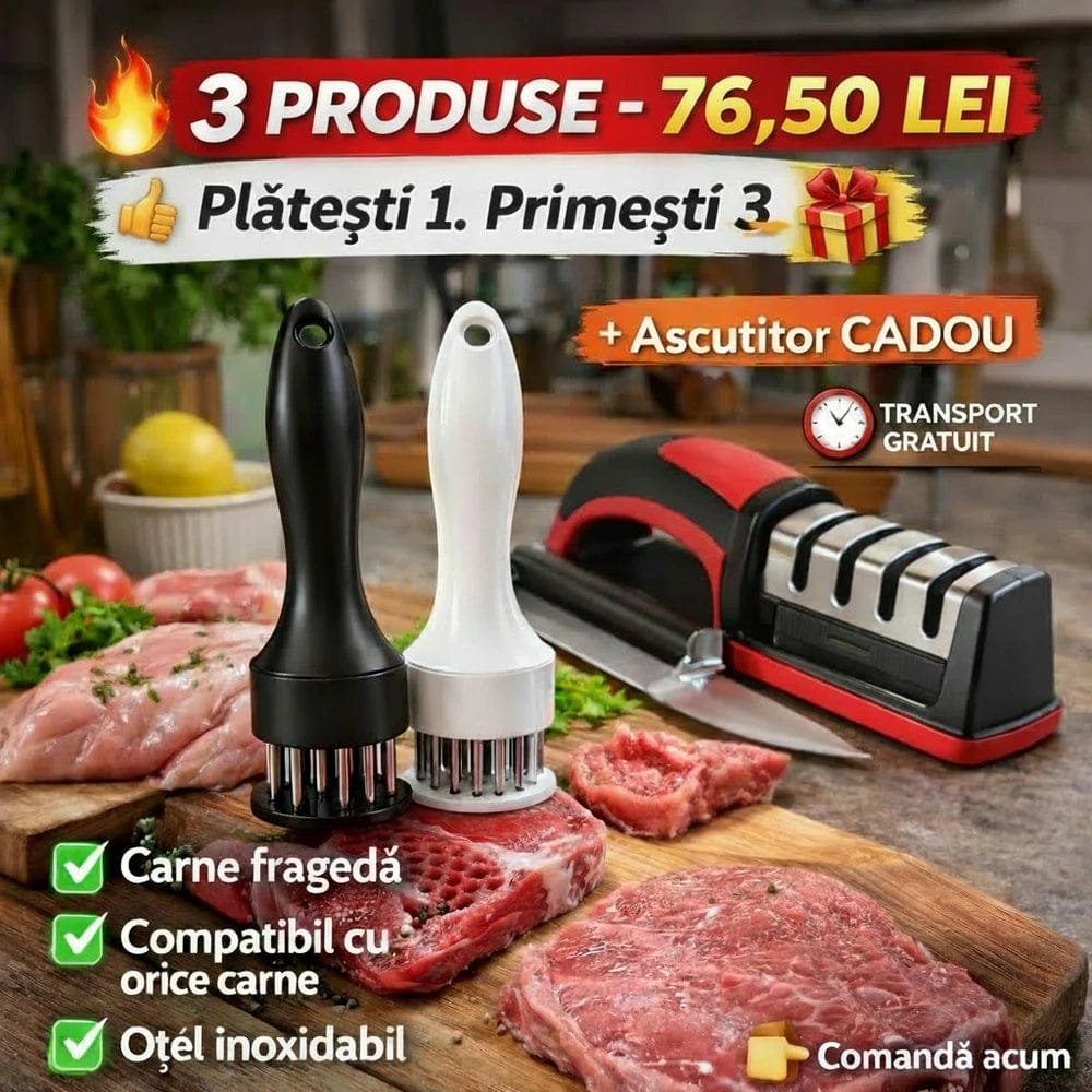 Fragezitor carne cu tije de inox 1+1 GRATUIT SI ASCUTITOR CADOU - trendyo.ro