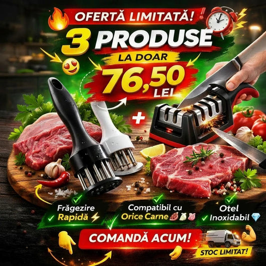 Fragezitor carne cu tije de inox 1+1 GRATUIT SI ASCUTITOR CADOU - trendyo.ro