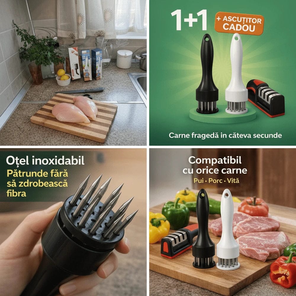 Fragezitor carne cu tije de inox 1+1 GRATUIT SI ASCUTITOR CADOU - trendyo.ro