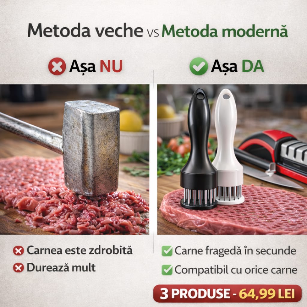 Frăgezitor Carne cu tije de inox+ascutitor cutite - trendyo.ro