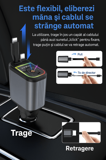 Încărcător Auto Magic 4 in 1 cu Lumină - trendyo.ro