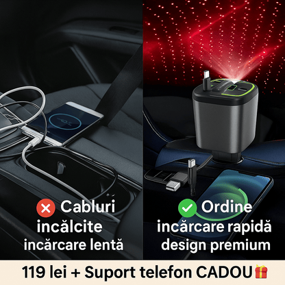 Încărcător Auto Magic 4 in 1 cu Lumină - trendyo.ro