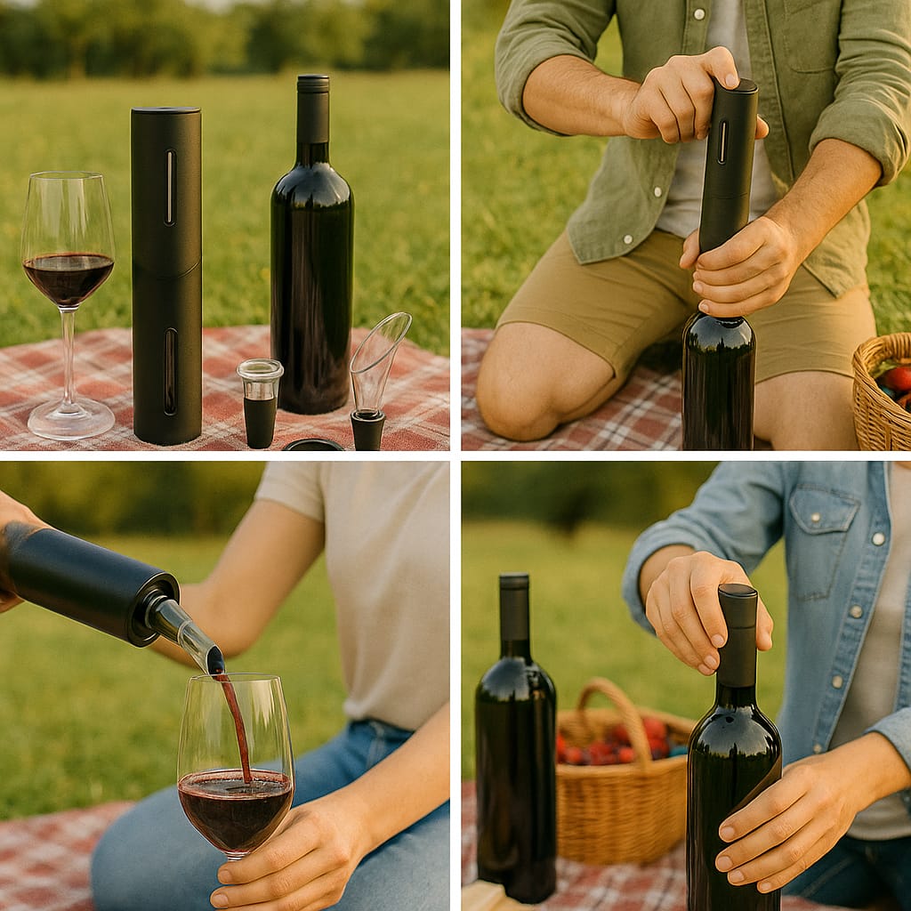 Set Electric Deschizător de Vin 4 în 1 – Cu Accesorii Premium, Reîncărcabil USB, 149 Lei - trendyo.ro