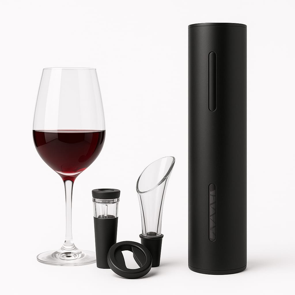 Set Electric Deschizător de Vin 4 în 1 – Cu Accesorii Premium, Reîncărcabil USB, 149 Lei - trendyo.ro
