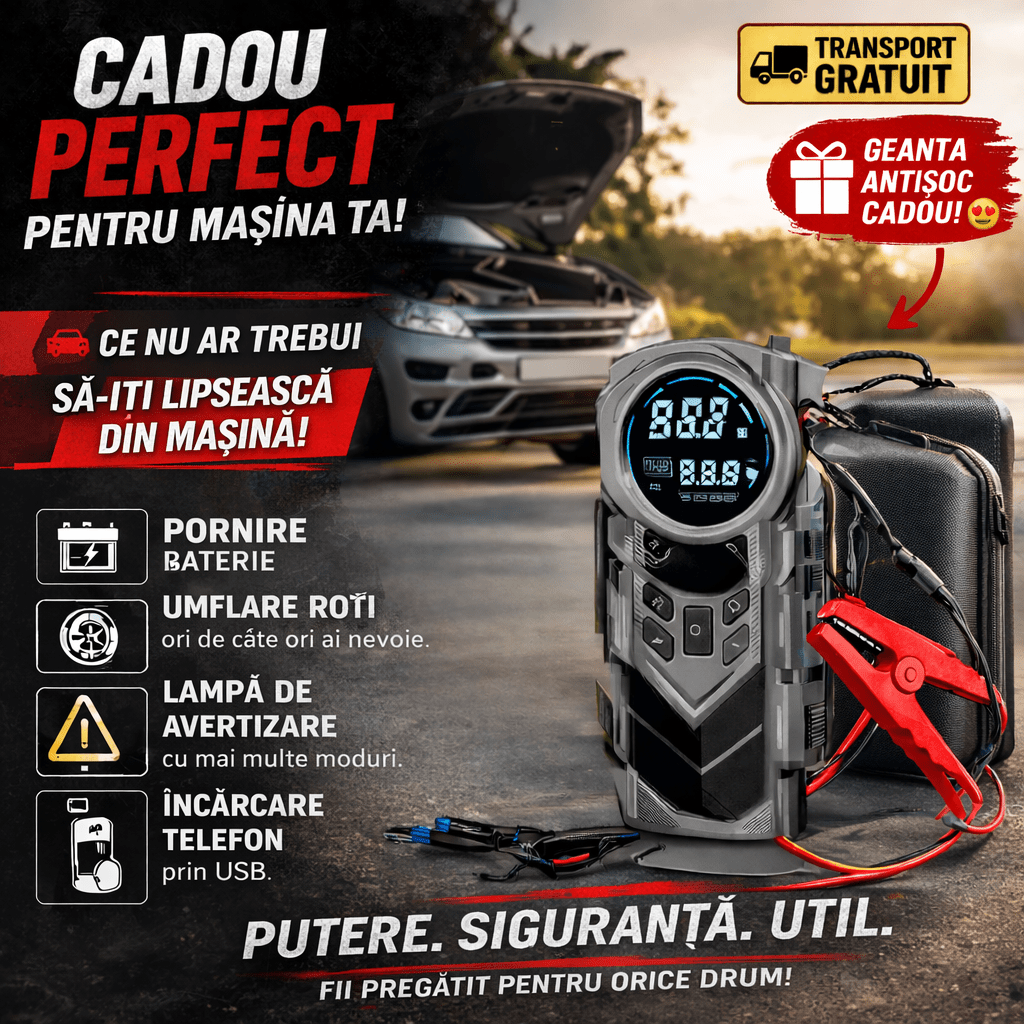 Starter si Compresor auto multifuncțional 4in1 - trendyo.ro